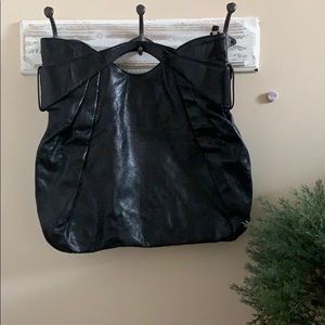 Kooba black leather handbag w/ short & long handle
